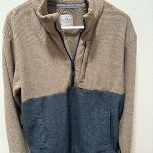 Ascend Men's Zip-Up Sweater - Beige and Navy